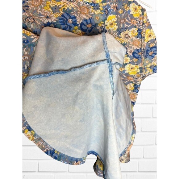 Shein Grey Yellow Floral‎ Print Round Neck Casual Peplum Top Womens Size medium - Picture 7 of 7